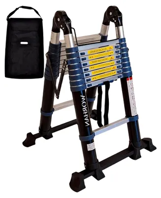 Produktbild von Aluminium Doppelleiter 5,6 m Teleskopleiter, 2,7 m Stehleiter, 97x49x20 cm Klappleiter