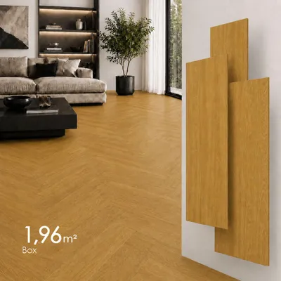 Produktbild von SPC Vinylboden Fischgrät 5,5mm Klick Vinyl Wasserfest Holzoptik mit IXPE Trittschalldämmung Herringbone Bodenbelag