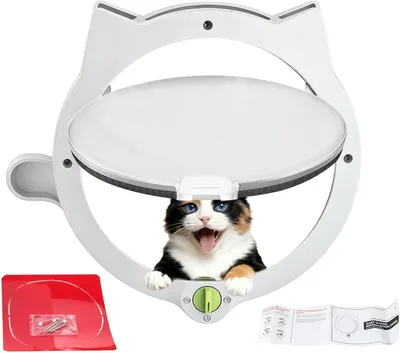 Productafbeelding van Kattenluik - Huisdierdeur Kattenklep - Huisdieren Toegang - Vier Vergrendelstanden - 31x26 cm - Wit