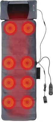 Productafbeelding van Massagekussen - Lendensteun - Ontspanning thuis - 20 massagekoppen warmte - 126 x 50 cm - Grijs