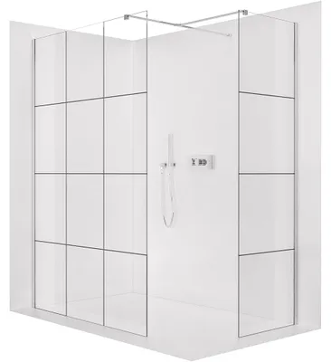 Obrázek produktu pro Sprchová zástěna Walk-in Onyx T L/P - 8 mm - hranatá vzpěra - chrom, industriální sklo - 120x90x200 cm