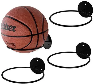 Produktbild von Sportballenhalter für Basketball - Wandmontage - 23,5*6,5*18,5 cm - Metallisch - Schwarz