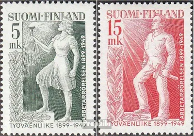 Produktbild von Briefmarken Finnland 1949 Mi 370-371 (kompl.Ausg.) postfrisch Finnische Arbeiterbewegung