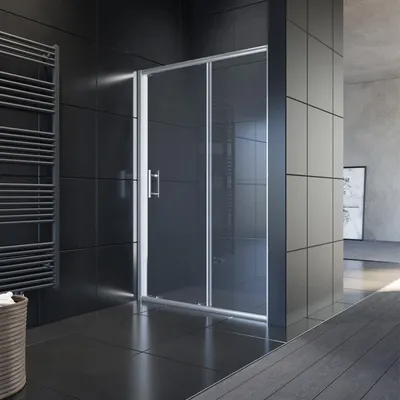 Zdjęcie produktu dla Parawan prysznicowy SONNI z przezroczystymi szklanymi drzwiami przesuwnymi 120x185cm