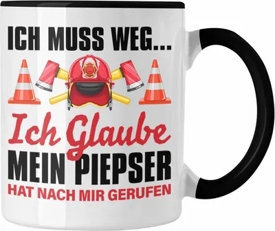 Produktbild von Trendation - Feuerwehr Tasse Geschenk für Feuerwehrmann Geburtstag Männer Spruch (Schwarz)