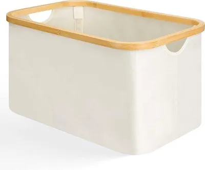 Produktbild von Aufbewahrungskorb 50L, aufklappbar, Bambus, weiß, Bad