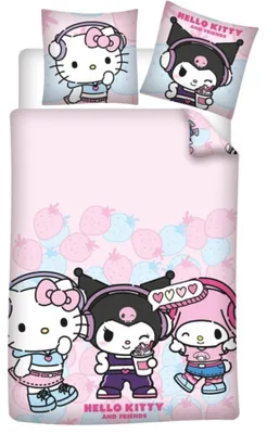 Productafbeelding van Hello Kitty Dekbedovertrek Kuromi 140 X 200 cm - 65 x 65 cm - polykatoen