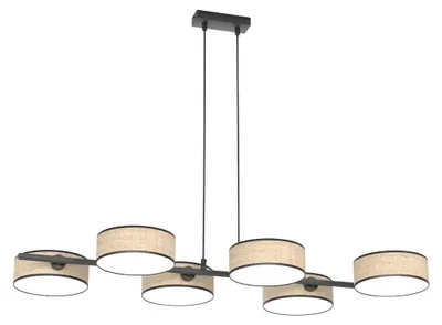 Obrázok produktu pre Závesná lampa DRUMZ čierno-hnedá 6xE14x15W, látka, rozmery: 120x100x46 cm, IP20, Emibig