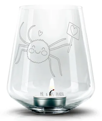 Produktbild von Mr. & Mrs. Panda Windlicht Glas Spinne Agathe Motivation - Transparent - Geschenk, Liebe, Vertrauen, Laterne mit Gravur, Glück, Dankeschön, Teelichthalter, Kerzenhalter