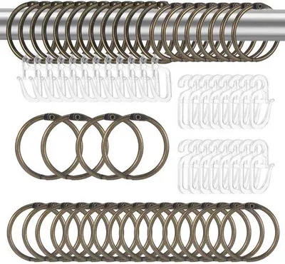 Immagine prodotto di 40 anelli per tenda in bronzo con ganci a S, supporti per tenda da doccia, anelli per tenda in bronzo