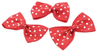 Produktbild von Vintageparts Stoffschleifen rot mit weißen Punkten 4 cm, 10 Stück