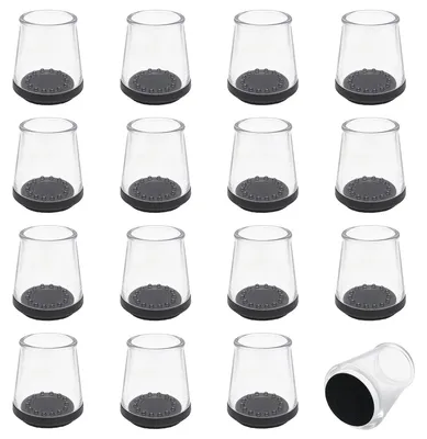 Produktbild von Stuhlbeinkappen rund 30mm für 20-24mm transparent aus TPE mit Filz 16 Stück