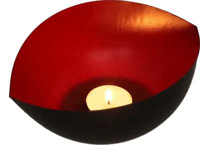 Produktbild von Metall Teelicht Windlicht Rot, 7,5*16,5*12,5 cm, Teelichthalter & Kerzenhalter