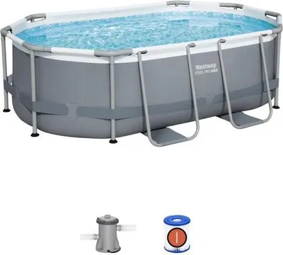 Image de Piscine Hors Sol Tubulaire Bestway Steel Pro MAX, 305 x 200 x 84 cm, Ovale, Avec Filtre à Cartouche