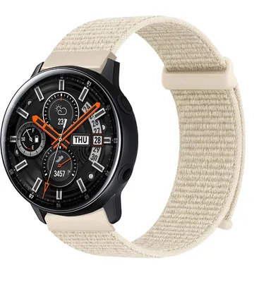 Produktbild von Smartwatch Armband für Samsung Galaxy Watch Active 40mm Nylon Textil Band Ersatzband Wechselband Klettverschluss flexibel atmungsaktiv Beige