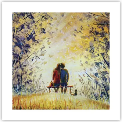 Produktbild von Poster - Poster ohne Rahmen - Liebhaber auf Bank - 40x40 cm - Wand Bild - Wanddeko - Wandbilder - Kunstposter - Wandposter - Bilder - Kunstdruck - Wanddekoration - Wandbild - P2XAC40x40-4578