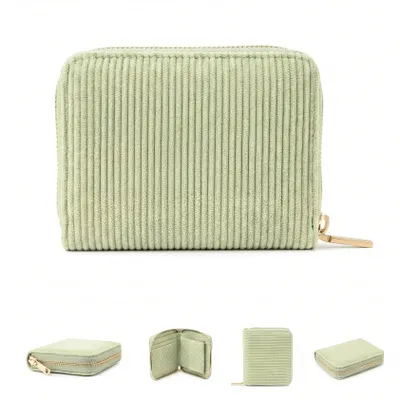Immagine prodotto di MillyMilk® Borsellino in velluto a coste Fondo - Mini portafoglio da donna - Borsellino in velluto a coste color pastello - Portafoglio da donna - VERDE PASTELLO
