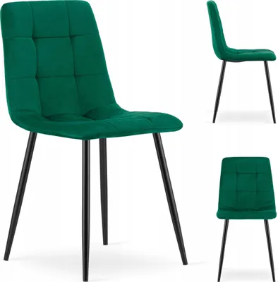 Zdjęcie produktu dla KRZESŁO TAPICEROWANE WELUROWE VELVET DO SALONU KUCHNI JADALNI CUBE Zielone
