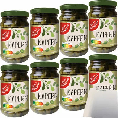Produktbild von Gut & Günstig Kapern surfines 8er Pack (8x90g Glas) + usy Block