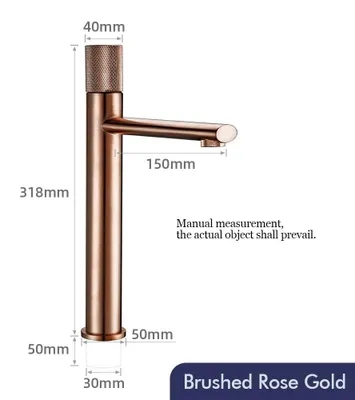 Produktbild von Geränderte Waschtischarmatur - Einloch Badarmatur - Einhebelmischer für Warm- und Kaltwasser - Keramikkartusche - Messingkörper G1/2 - Gebürstetes Roségold