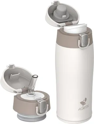 Produktbild von AORIN Edelstahl Trinkflasche 500ml Beige Isolierflasche Wasserflasche