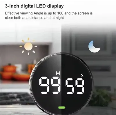 Image de Minuteur de cuisine numérique Famanu avec grand écran LED - Compte à rebours magnétique et chronomètre