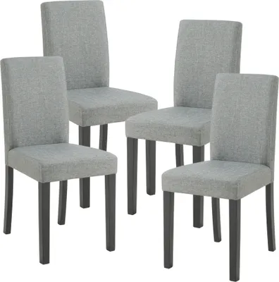 Image de Chaise de salle à manger 'Hamburg' (lot de 4) Chaise rembourrée textile pieds en bois gris clair