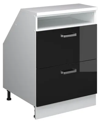 Obrázek produktu pro Šikmá skříň Vicco Rion Černý vysoký lesk 60 x 81.6 cm se 2 zásuvkami, korpus skříně hloubka 60 cm, Model 60499