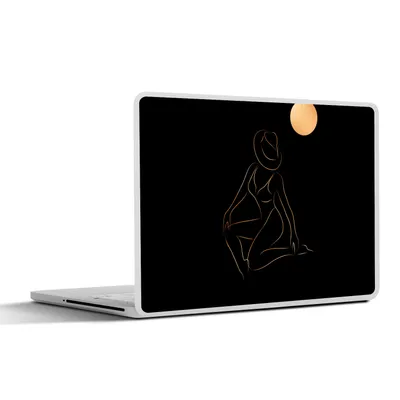 Produktbild von MuchoWow® Laptop Aufkleber Sticker Cover Frau - Hut - Mond - Strichzeichnung 40x30 cm - Laptop Dekoration - Selbstklebend