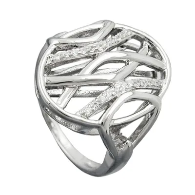 Produktbild von Ring 20mm mit vielen Zirkonias glänzend rhodiniert Silber 925 Ringgröße 56 silber 20mm