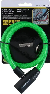 Produktbild von Fahrradschloss mit Spiralschlüssel 65 cm - Schloss mit 2 Schlüsseln Grün