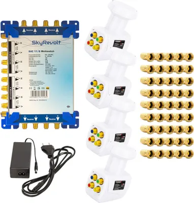 Produktbild von SkyRevolt SVC 17/8 Multiswitch SAT Multischalter 4x Quattro LNB 45x F-Stecker