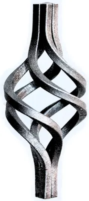 Produktbild von UHRIG Schmiedeeisen Zwirbel, Zierteil Vierkant Stahl, Korb Schnörkel für Geländer, Zaun uvm. Ø 60 mm, Höhe 130 mm