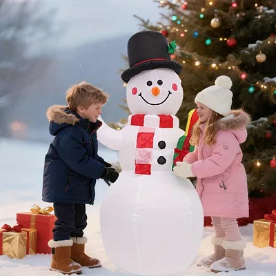 Produktbild von Aufblasbarer Schneemann – Dekoration für den Außenbereich – Winterfigur – 150 cm hoch – Wetterbeständiges Polyester