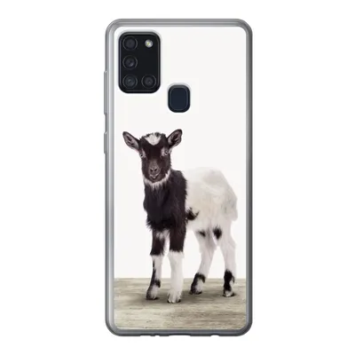 Produktbild von MuchoWow® Handyhülle Schutzhülle Hülle für Samsung Galaxy A21s Ziege - Tiere - Kinder - Jungen - Mädchen Silikon Softcase Handy Hülle - Hartschale