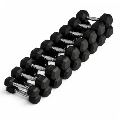 Image de PH Fitness Hexa ensemble d'haltères 2-20KG [pas de 2KG] - 10 paires d'haltères courts en caoutchouc - poids hexagonaux pour home gym, CrossFit & musculation