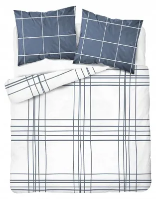 Produktbild von Detexpol Bettwäsche Set 220x200 Baumwolle Karo Marineblau