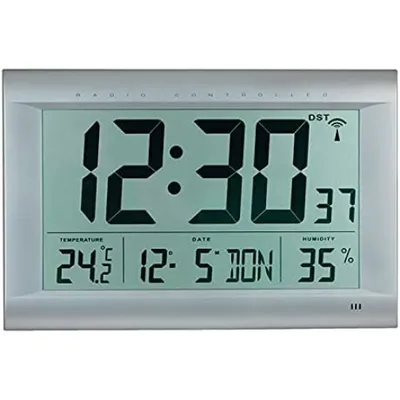 Obrázek produktu pro PEWETA 51.106.093 PEWETA digitale Funkwanduhr DCF77 silber