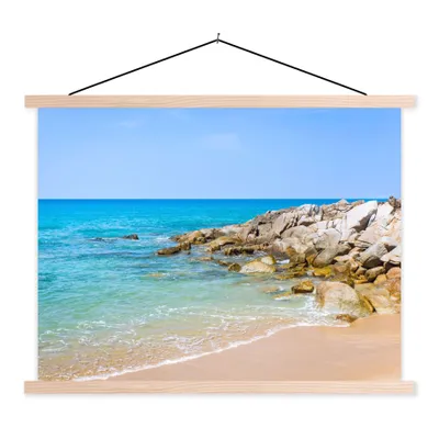 Produktbild von MuchoWow® Textilposter Strand - Meer - Tropisch - Sommer 120x90 cm mit holzfarbenen Rahmen - Magnetisch