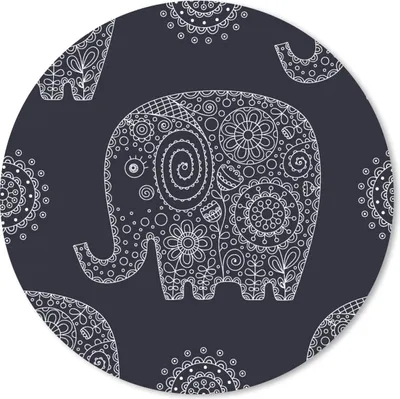 Produktbild von MuchoWow® Mauspad Mousepad Muster - Elefant - Blumen 20x20 cm - Mousepads - Maus Mat - Pad - Mausunterlage - Schreibtischmatte