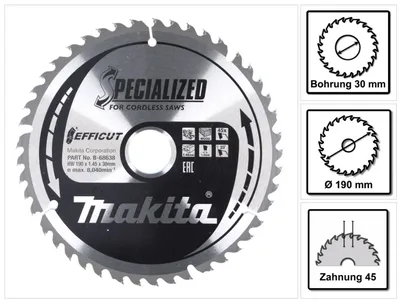 Zdjęcie produktu dla Makita B-68638, 19 cm, 3 cm, 1,45 mm, 1 szt.