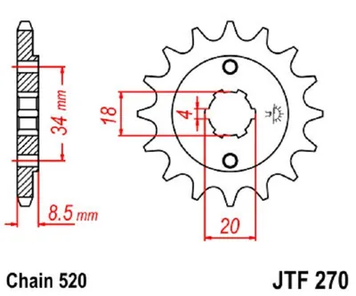 Produktbild von JTSPROCKETS vorne JTF270.12 Kettenritzel
