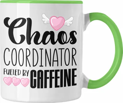 Produktbild von Trendation - Tasse für Chefin Geschenk Chaos Koordinatorin Chefin Geschenkidee Lustige Kaffeetasse Mama Mutter (Grün)