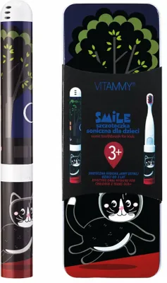 Zdjęcie produktu dla Soniczna szczoteczka do zębów dla dzieci VITAMMY SMILE, czarny kot, od 3 lat