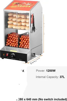 Zdjęcie produktu dla Parowar do hot dogów, regulacja temperatury, duża pojemność, 36 l, 2 poziomy