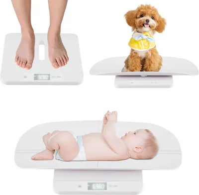 Image de COSTWAY Pèse-bébé numérique, 50g à 150kg, pèse-bébé avec plateau, affichage LED, 5 modes de mesure & fonction tare, pèse-bébé, balance digitale, pèse-animal