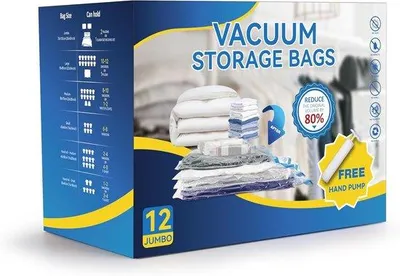 Produktbild von Famanu Vakuum Aufbewahrungsbeutel Set - platzsparende Vakuumbeutel für Bettdecken, Kleidung und Bettwäsche - inklusive Handpumpe