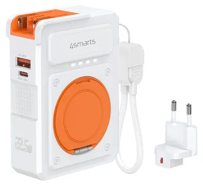 Zdjęcie produktu dla 4smarts 541384, 10000 mAh, Litowo-polimerowy (LiPo), Adaptive Fast Charging, Power Delivery 3.0, Programmable Power Supply (PPS), Quick Charge 3.0,..., Bezprzewodowe ładowanie, 22,5 W, Pomarańczowy, Biały