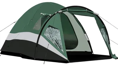 Image de Tente dôme pour 4 personnes, hauteur intérieure de 180 cm, modèle XXL avec espace de rangement, adaptée aux saisons 3 et 4, imperméable (3000 mm), de couleur verte