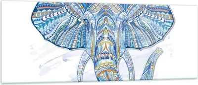 Produktbild von Bilder auf glas - Elefant Muster Tierwelt Afrika - 140x50cm - Glasbilder - Wandbilder - Kunstdruck - zum Aufhängen bereit - Wanddekoration aus Glas - Glas Bilder - Wandbild auf Glas - GAB140x50-3089